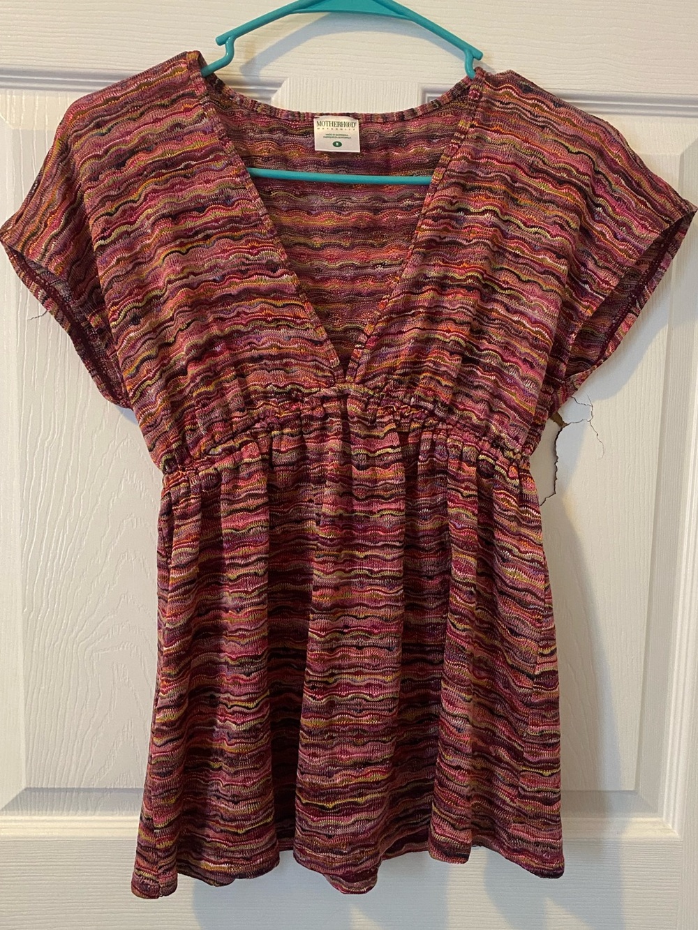 Women’s Pink Multi-Stripe V-Neck maternity Tunic Top